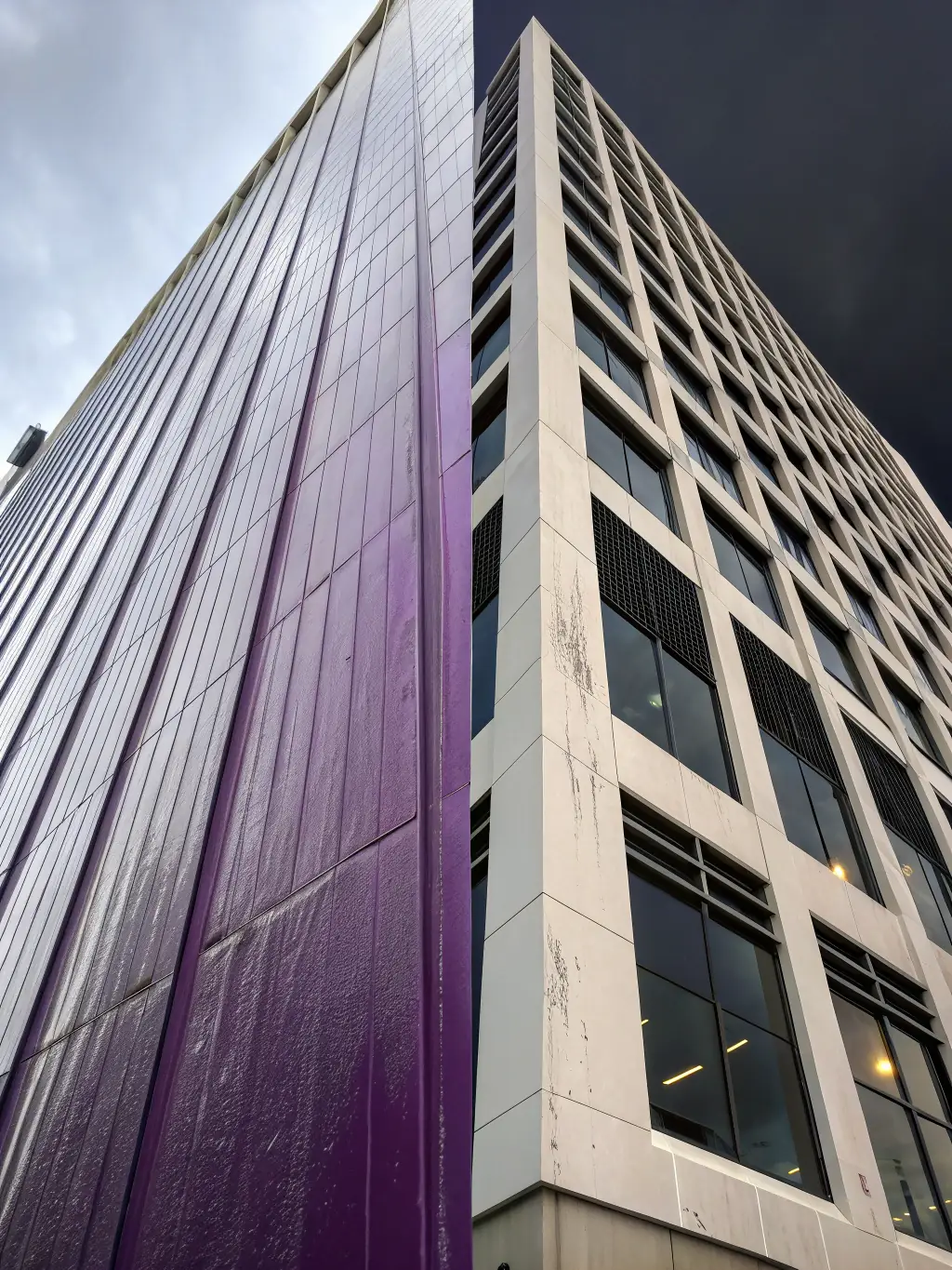 A before-and-after shot of a concrete surface coated by J3-Coatings, showcasing the transformative impact of the service.